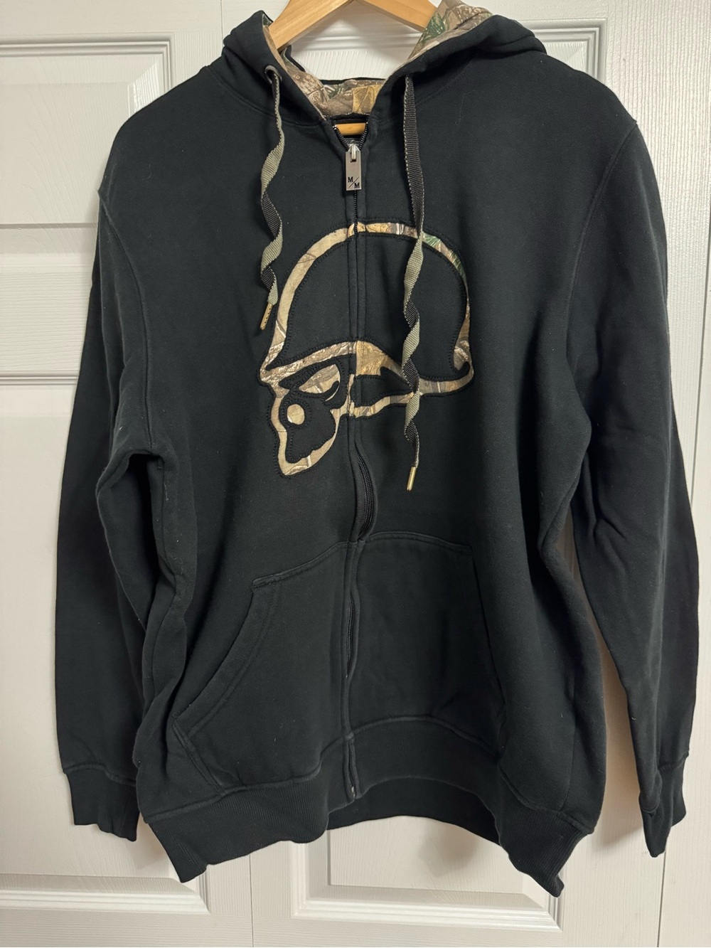 Metal Mulisha Black Zip-Up Hoodie with Camo Skull Accent (Hunting Edition)